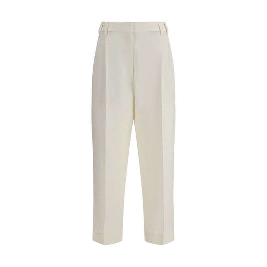 Brunello Cucinelli White Cotton Chino Pants, straight-leg, cropped ankle, elegant men's wear classic, 100% cotton, AW25 collection