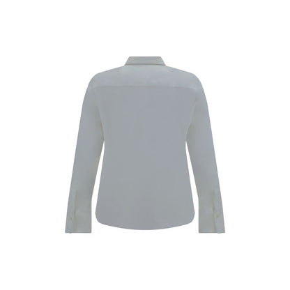 Back view of Brunello Cucinelli White Cotton Dress Shirt with classic collar and adjustable cuffs.