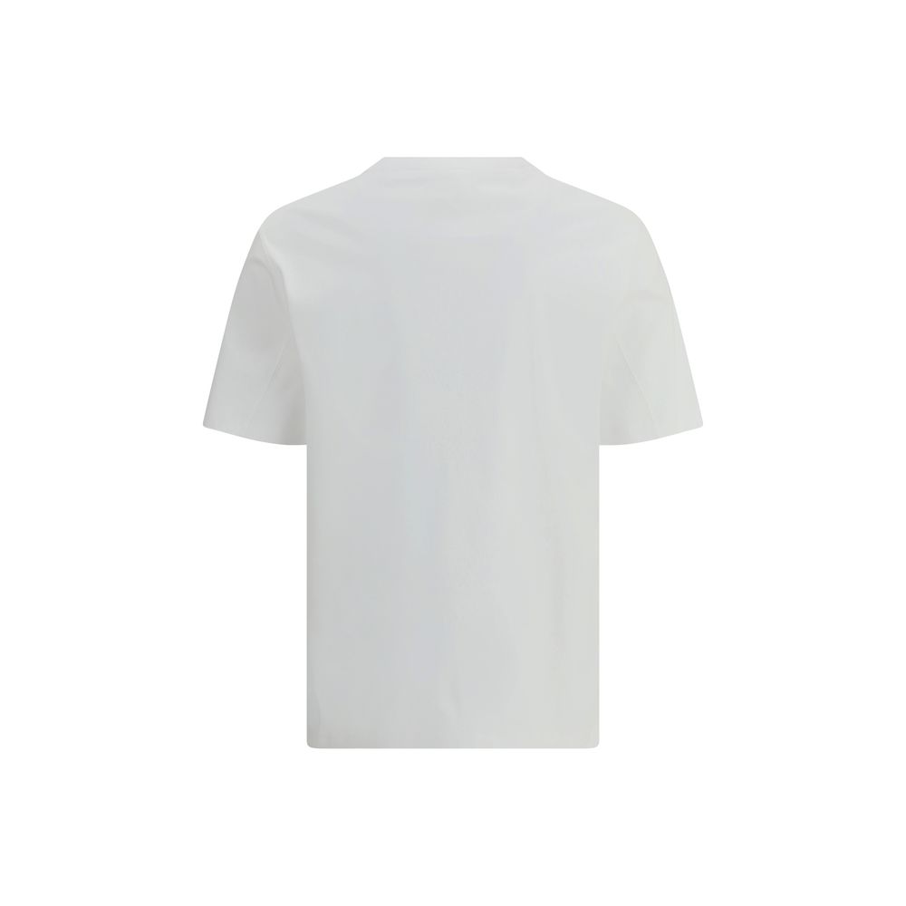 Back view of Brunello Cucinelli White Cotton T-Shirt with iconic monogram, made from high-quality cotton, perfect for casual-chic looks.