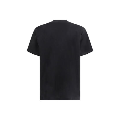Back view of Burberry Black Cotton T-Shirt with monochrome pattern and Archive Check pocket accent for versatile style.