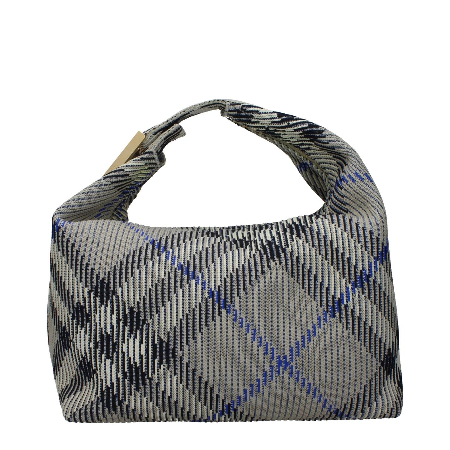 Burberry Green Polyamide Handbag with check print, medium size, gold details, and zip closure, featuring a 13 cm handle.