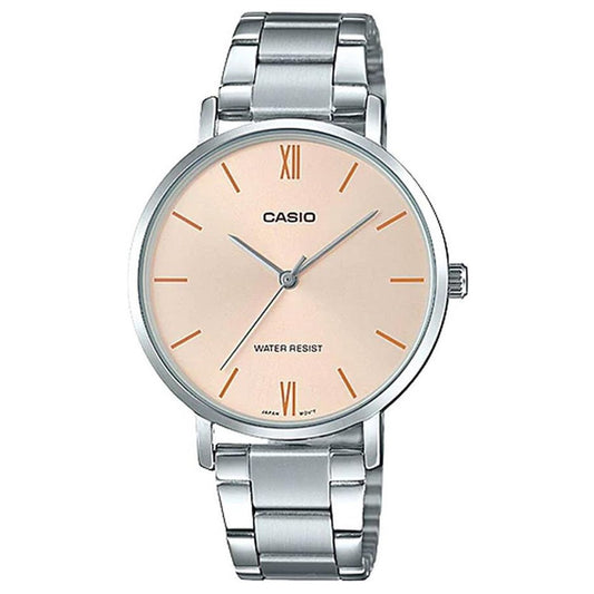 CASIO COLLECTION Mod. MINIMAL - ANTIQUE PINK wristwatch with stainless steel strap, quartz movement, and water resistance of 3 ATM