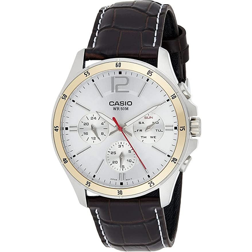 CASIO COLLECTION Mod. MULTIFUNCTION CALENDAR. LEATHER - SILVER