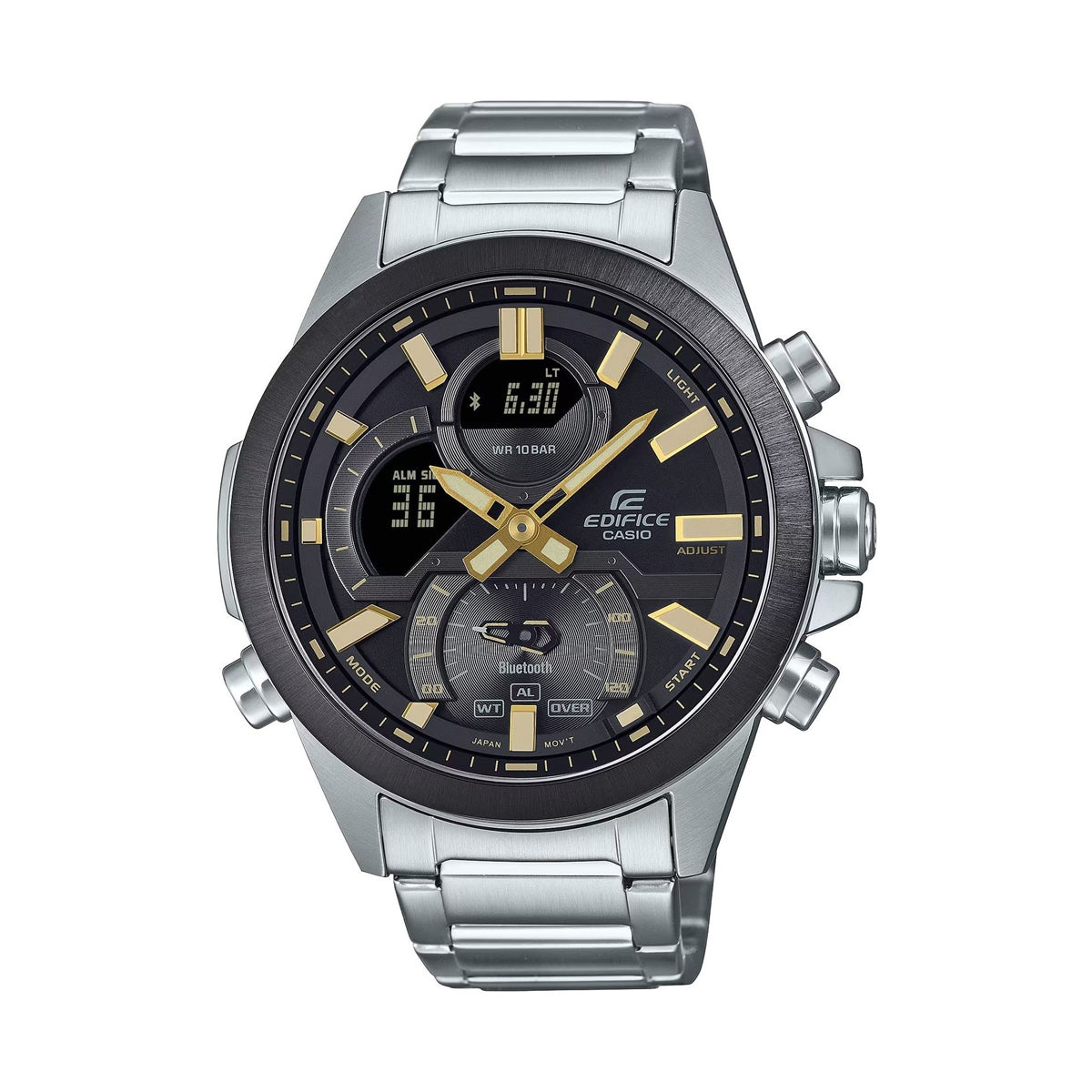 CASIO EDIFICE Mod. PREMIUM - Black/Gold Bluetooth® men's wristwatch, stainless steel case and bracelet, multifunction quartz movement.