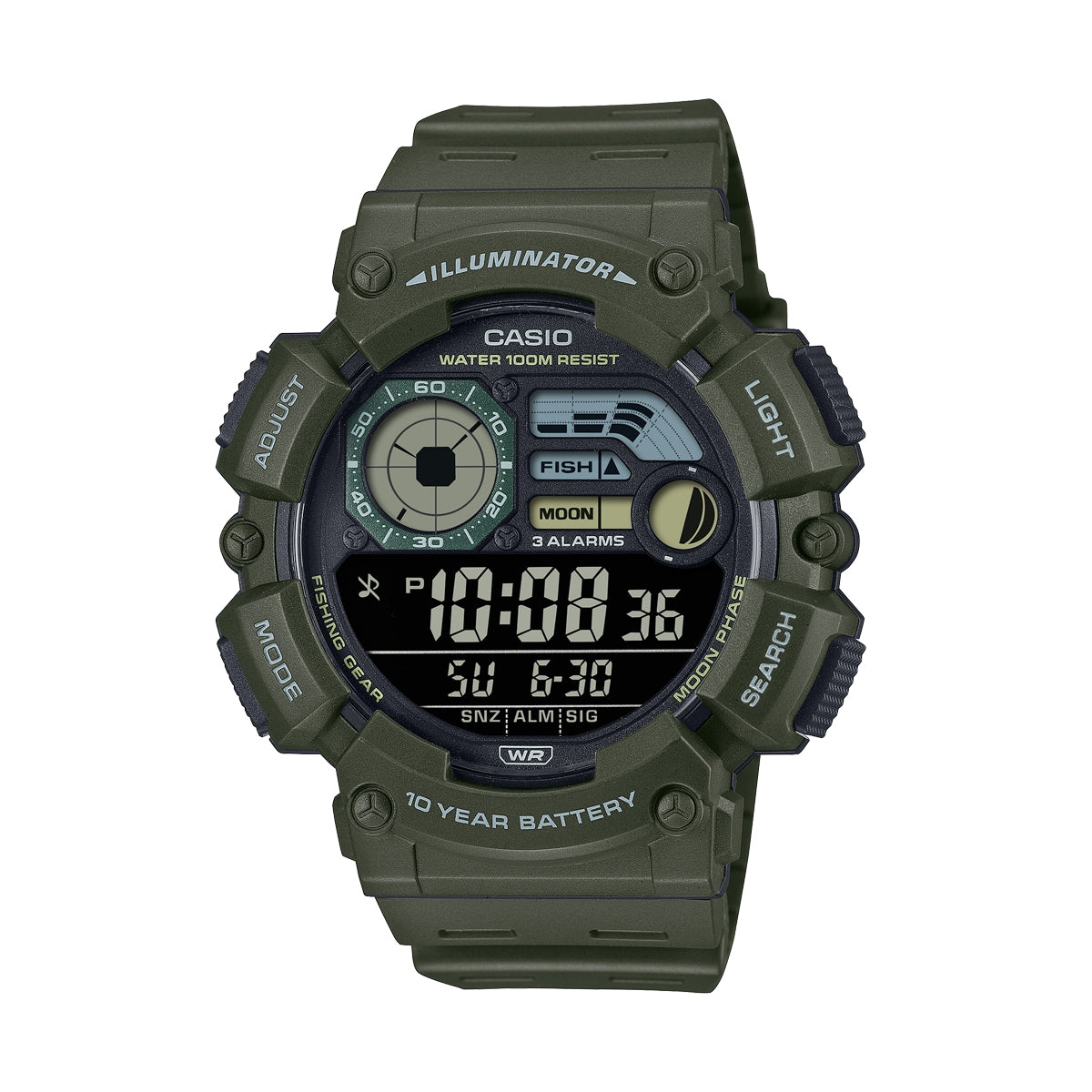 CASIO SPORT Mod. ILLUMINATOR 10 YEARS BATTERY - ARMY GREEN WATCHES