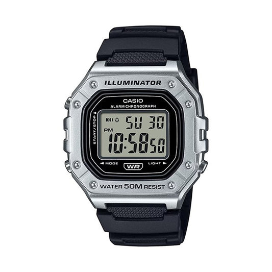 CASIO TIMELESS COLLECTION Mod. SPORT ILLUMINATOR WR 50M. ALARM. CHRONOGRAPH - SILVER - METAL SERIE WATCHES
