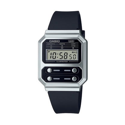 CASIO VINTAGE Mod. EDGY COLLECTION - BLACK wristwatch with resin case, silicone strap, quartz movement, multifunction dial, official packaging.