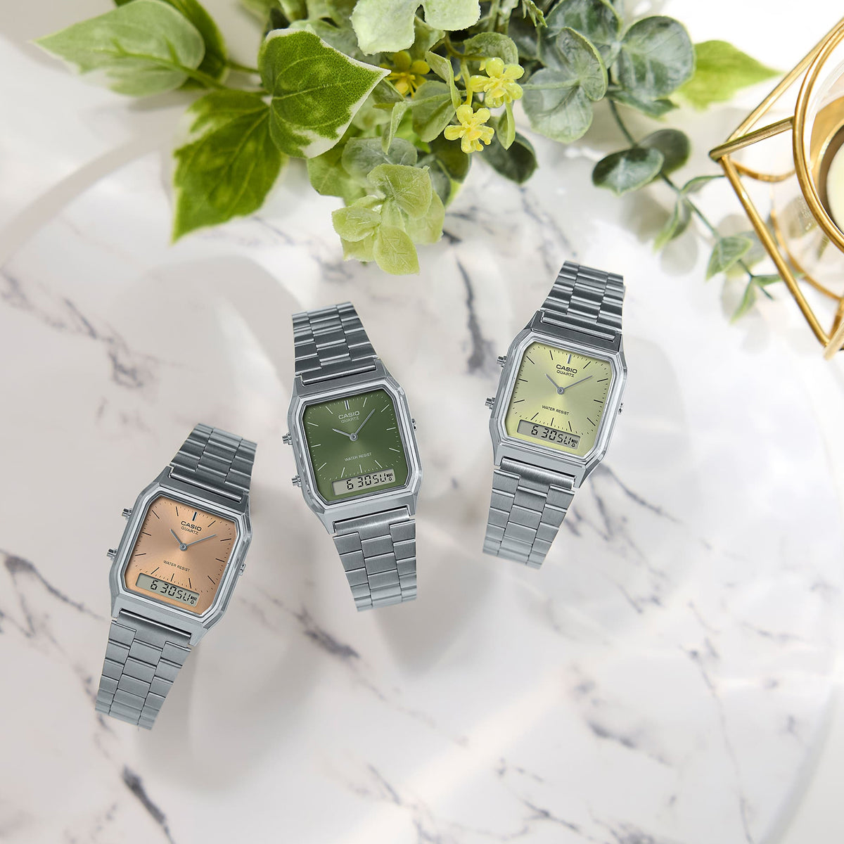 CASIO VINTAGE Mod. EDGY COLLECTION SUNRAY DIAL - GREEN MOSS