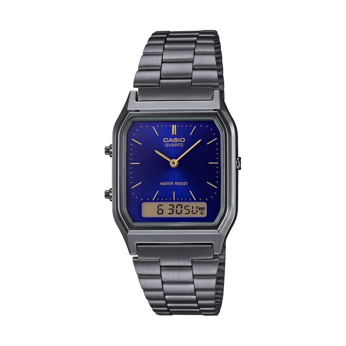 CASIO VINTAGE Mod. EDGY COLLECTION SUNRAY DIAL - GUN METAL NIGHT BLUE