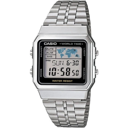 CASIO VINTAGE Mod. WORLD TIME - SILVER & BLACK-0