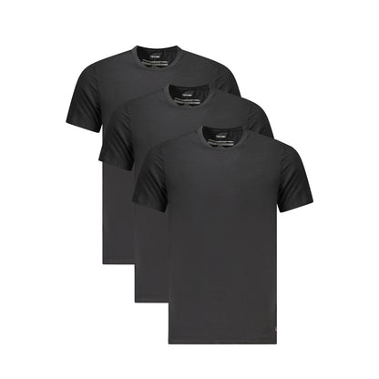 Calvin Klein Black Cotton Men T-Shirt tri-pack featuring slim fit crew neck design with embroidered logo.
