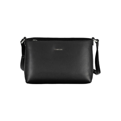 Calvin Klein Black Polyester Women Handbag with sleek design and adjustable shoulder strap, made from 100% recycled materials.