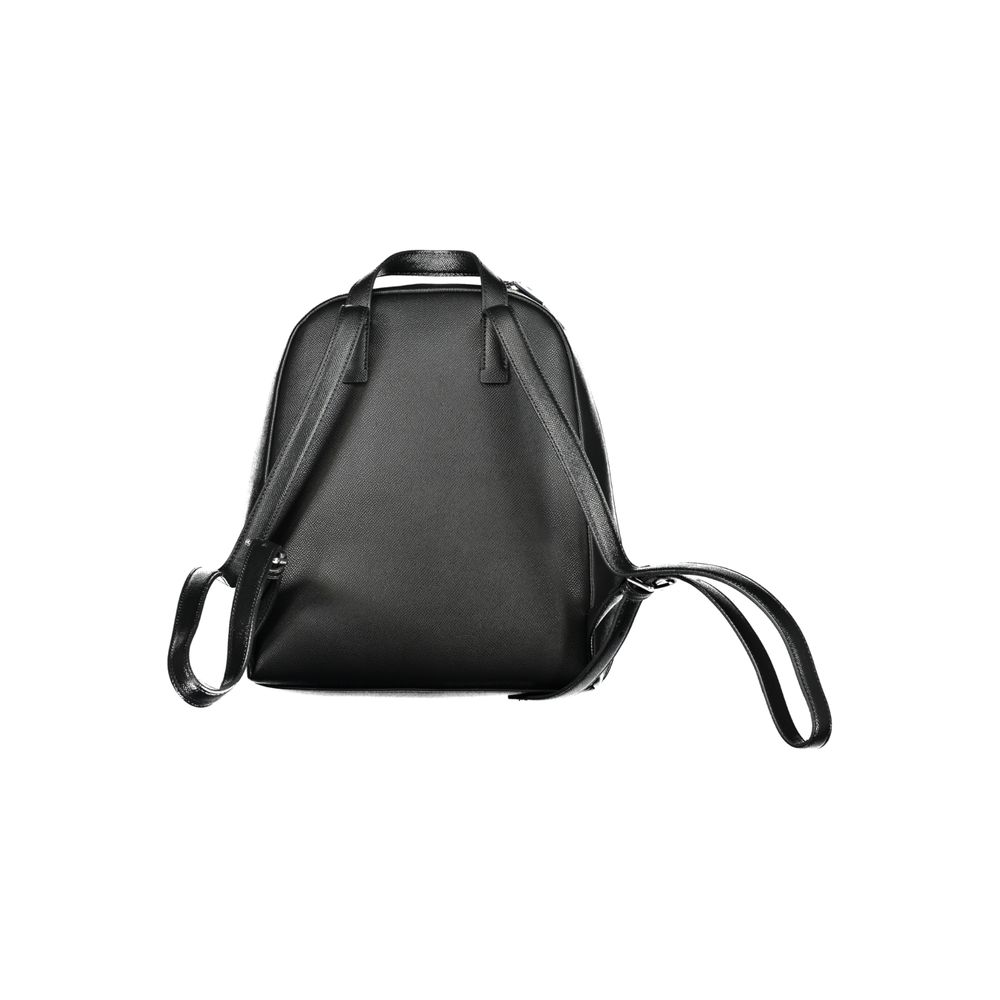 Calvin Klein Black Polyethylene Backpack with adjustable straps, external and internal pockets, zip closure, and logo.