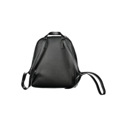 Calvin Klein Black Polyethylene Backpack with adjustable straps, external and internal pockets, zip closure, and logo.
