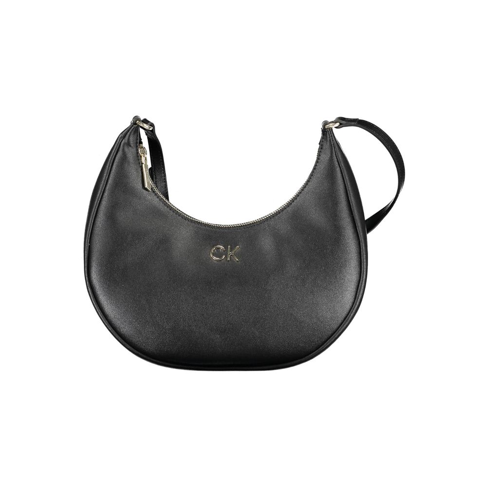 Calvin Klein Black Recycled Polyester Women Handbag with adjustable strap and chic silhouette for sustainable luxury fashion.