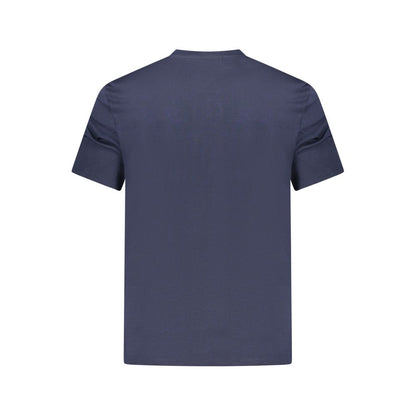 Back view of Calvin Klein Blue Cotton T-Shirt featuring short sleeves and crew neck.