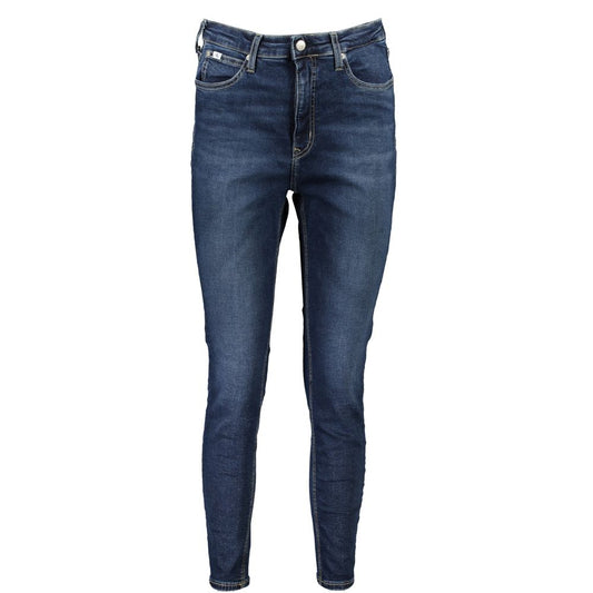 Calvin Klein Blue Cotton Women's Skinny Ankle Jean with high-rise, eco-friendly design for elevated style and sustainability.