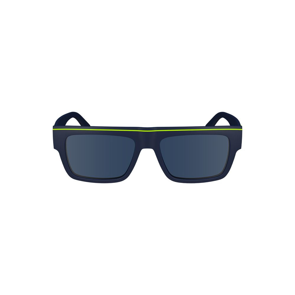 Calvin Klein Blue Plastic Men Sunglasses with sleek design and blue rectangular lenses, showcasing luxury and modern style.