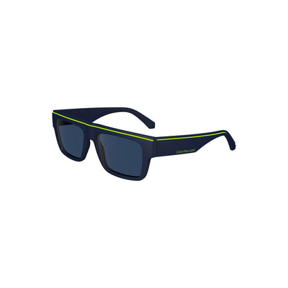 Calvin Klein Blue Plastic Men Sunglasses with sleek frame and bold rectangular lenses, luxury style accessory.