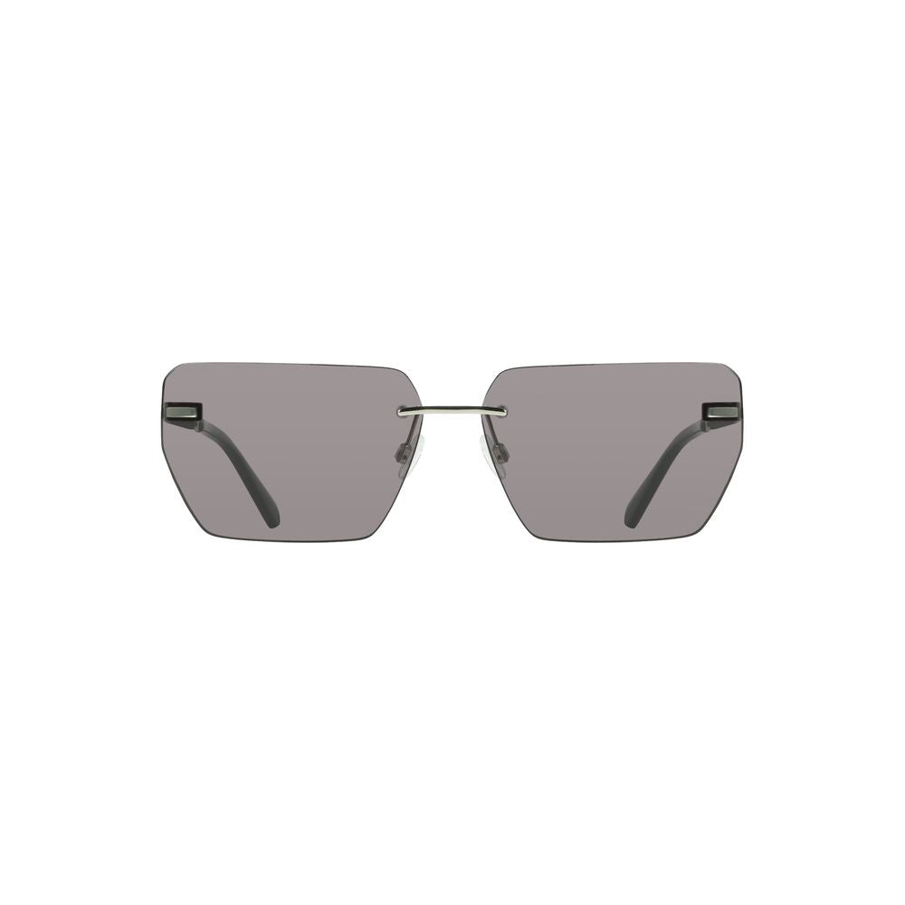 Calvin Klein Gray Metal Men Sunglasses with bold metal frame and smoky square lenses for a contemporary style.