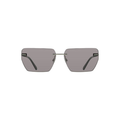 Calvin Klein Gray Metal Men Sunglasses with bold metal frame and smoky square lenses for a contemporary style.