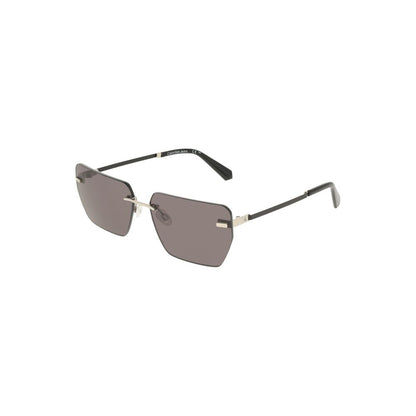 Calvin Klein Gray Metal Men Sunglasses with smoky square lenses and bold metal frame, featuring sleek design and luxury style.