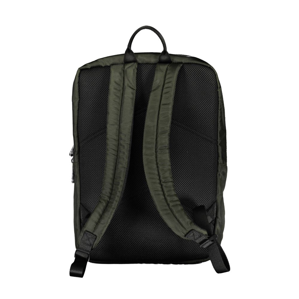 Back view of Calvin Klein Green Polyester Men Backpack with padded shoulder straps