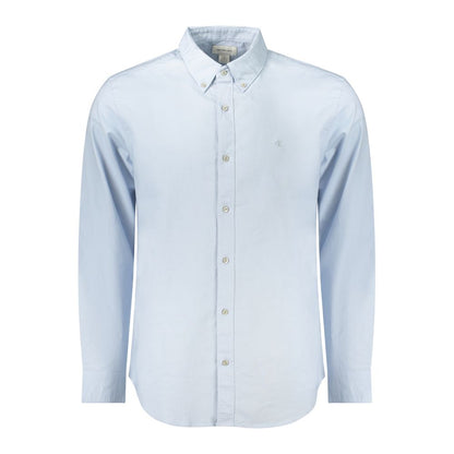 Calvin Klein Light Blue Cotton Men Shirt with button-down collar and CK logo