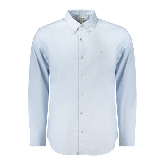 Calvin Klein Light Blue Cotton Men Shirt with button-down collar and CK logo