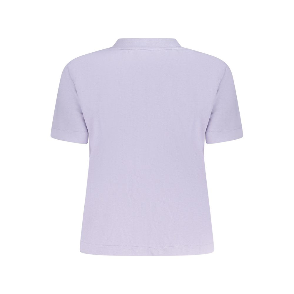 Back view of Calvin Klein Purple Cotton Women T-Shirt with a minimalist design, showcasing its soft cotton fabric and short sleeves.