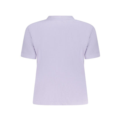 Back view of Calvin Klein Purple Cotton Women T-Shirt with a minimalist design, showcasing its soft cotton fabric and short sleeves.