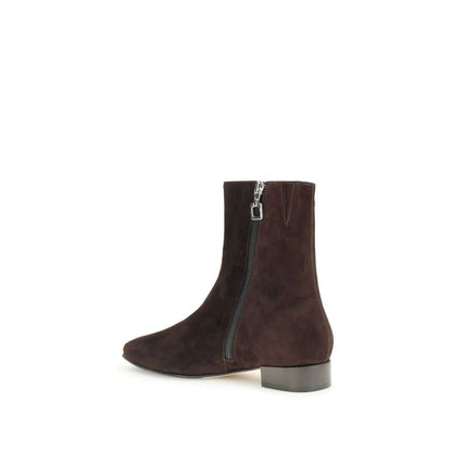 Carel Paris Brown Leather Ankle Boots with side zip and block heel, inspired by 1960s design, ideal for fall-winter. Season: AW25.