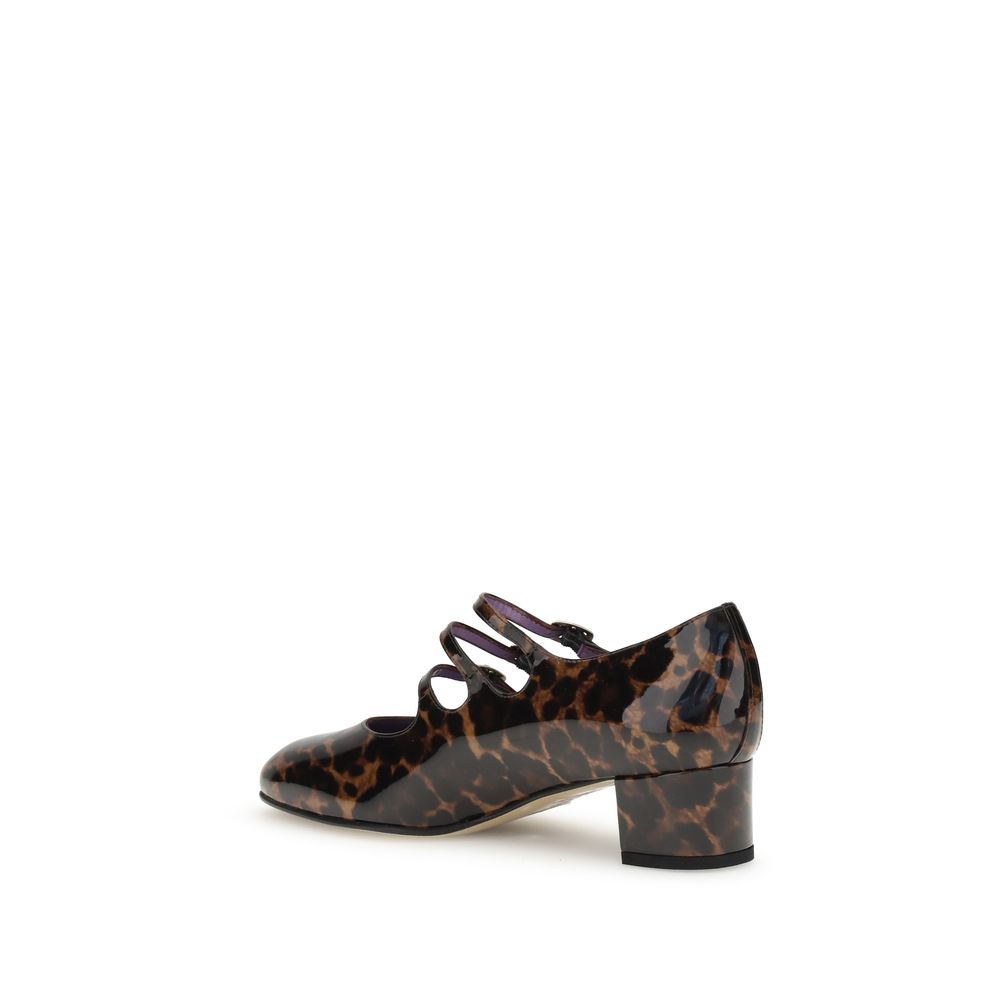 Carel Paris Multicolor Kina Mary Jane Pumps with 4-cm heel and adjustable straps in patent leather.