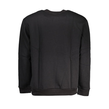 Back view of Cavalli Class Black Cotton Women Sweater featuring a sleek design and crew neck silhouette.