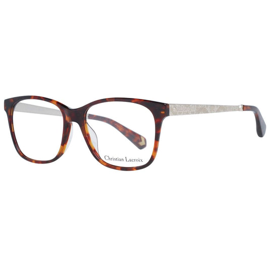 Christian Lacroix Brown Women Glasses Frame in acetate with demo lenses, full-rim, square style, and branded case included.