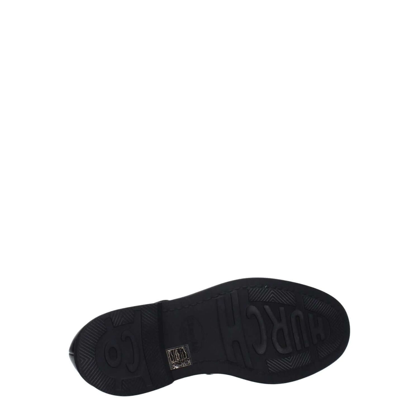 Church's Black Leather Oxfords And Derbies with rubber sole, silver buckle, mid heel, round toe, casual style - top view.