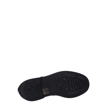 Church's Black Leather Oxfords And Derbies with rubber sole, silver buckle, mid heel, round toe, casual style - top view.