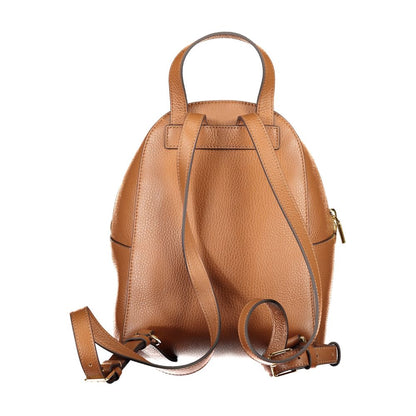 Coccinelle Brown Leather Women Backpack with adjustable straps and sleek handle, Italian-crafted for style and convenience.