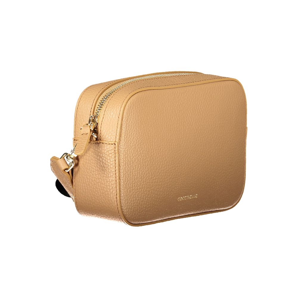 Coccinelle Brown Leather Women Handbag with zip closure and adjustable strap