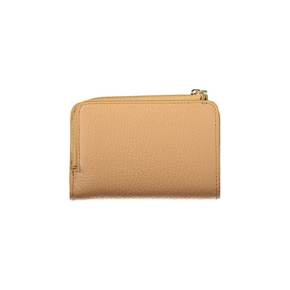 Coccinelle Brown Leather Women Wallet with multiple compartments and elegant design, featuring a sleek brown leather finish.