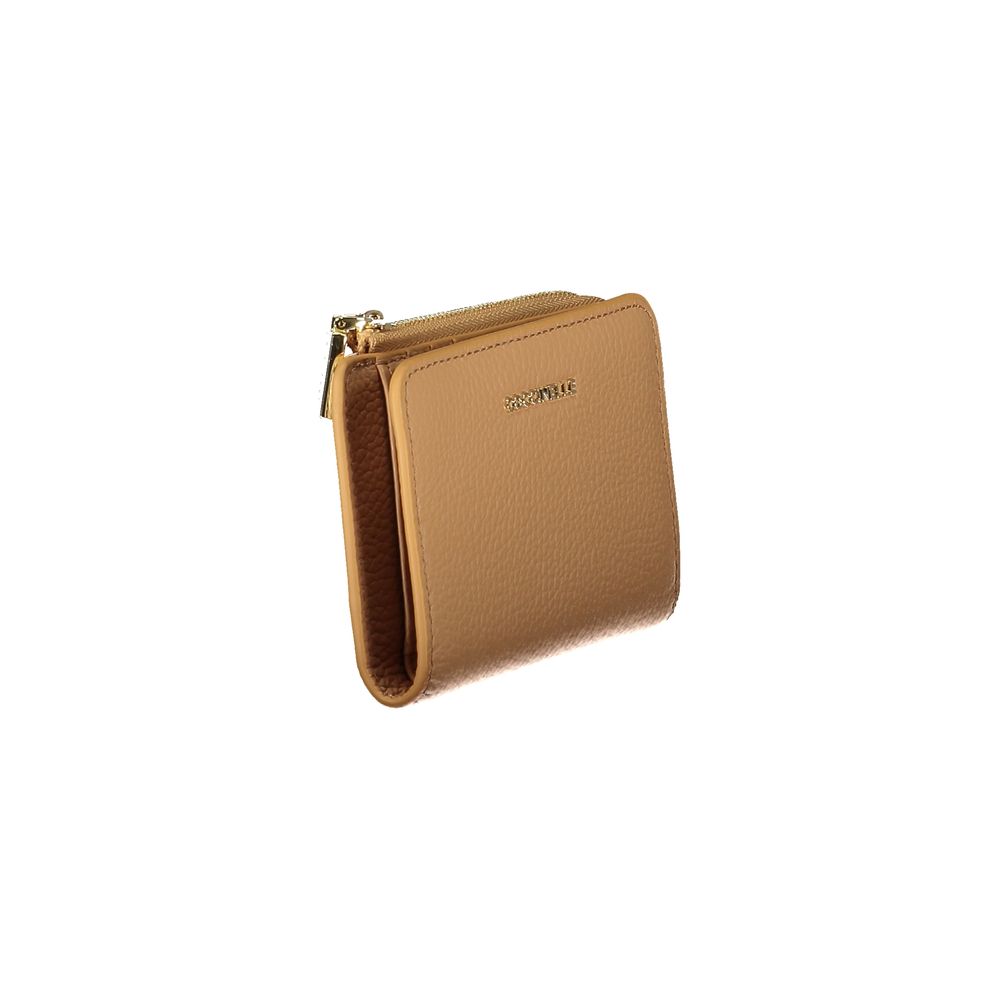 Coccinelle Brown Leather Women Wallet with multiple compartments and coin purse, elegant design perfect for style and organization.