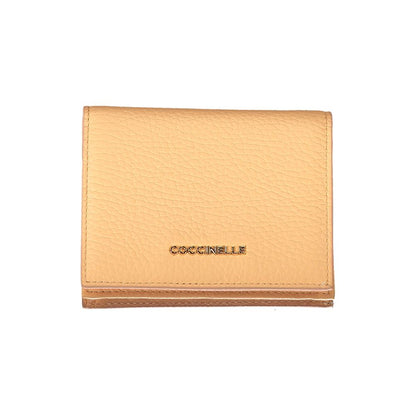 Coccinelle Orange Leather Wallet with compartments, coin purse, card slots, zip and automatic closure, featuring logo.