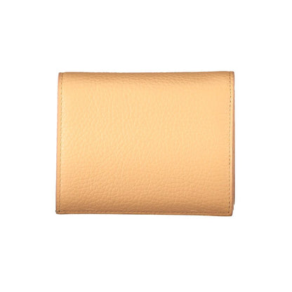 Coccinelle Orange Leather Wallet with two compartments, coin purse, card spaces, zip and automatic closure, featuring logo.