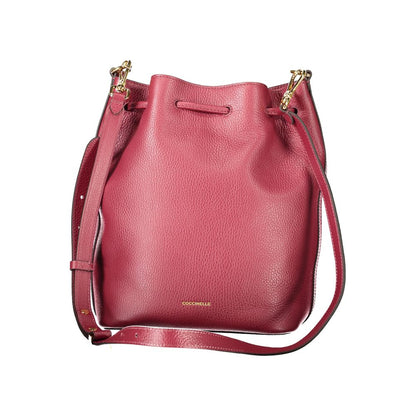 Coccinelle Purple Leather Women Handbag with adjustable strap and twist closure, Italian-crafted for style and function.