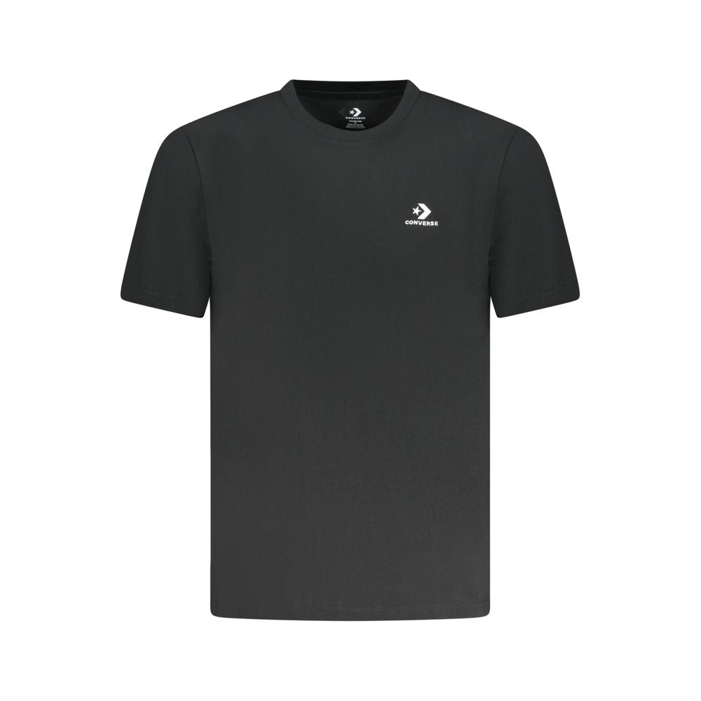 Converse Black Cotton Men T-Shirt with iconic logo, short sleeves, crew neck design, comfortable standard fit.