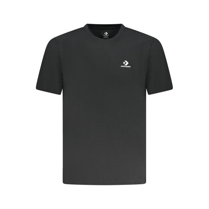 Converse Black Cotton Men T-Shirt with iconic logo, short sleeves, crew neck design, comfortable standard fit.