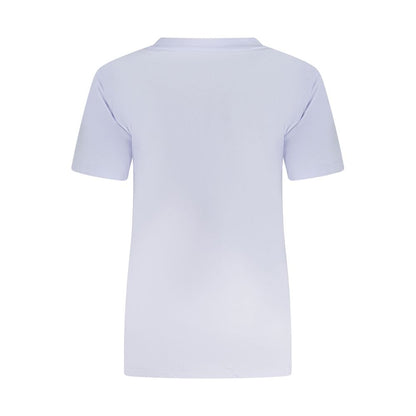 Back view of Converse Purple Cotton Women T-Shirt showcasing sleek design and soft fabric for comfort and style.