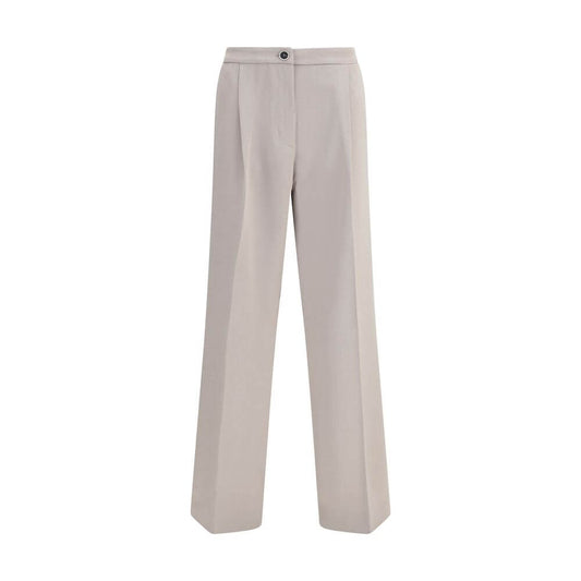 Cruna Beige Polyester Casual Pants with wide leg and modern silhouette, featuring zip fastening and pockets, ideal for versatile looks.