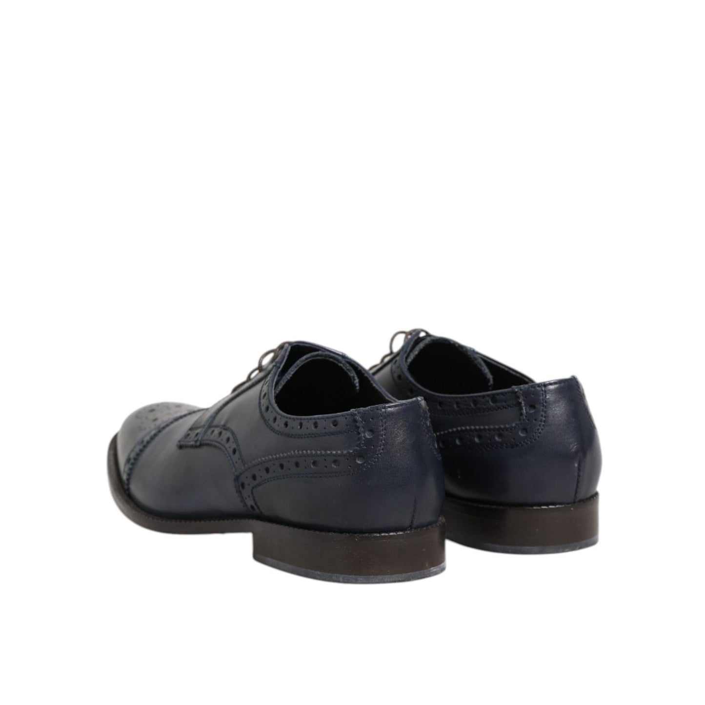 Daniele Alessandrini Blue Leather Wingtip Lace-up Formal Derby Shoes