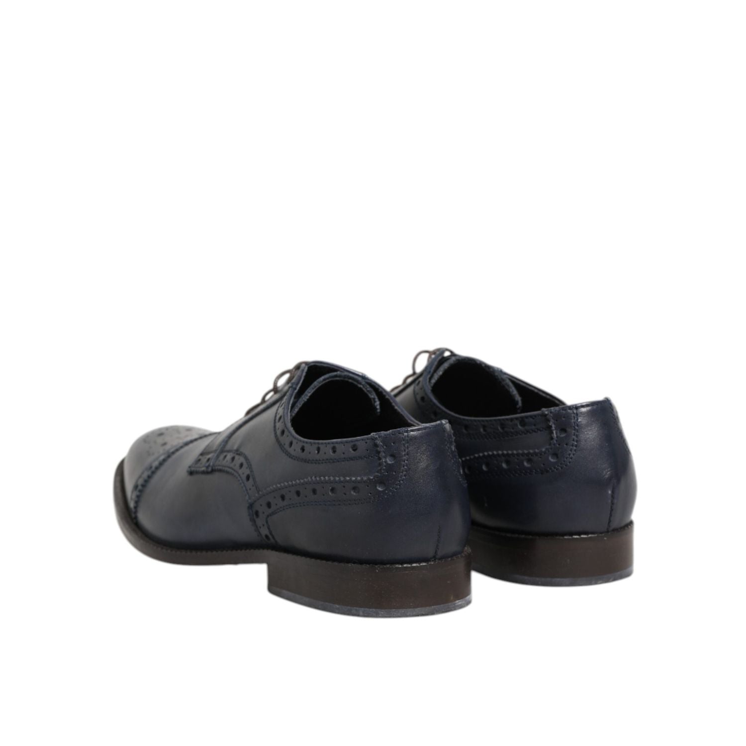 Daniele Alessandrini Blue Leather Wingtip Lace-up Formal Derby Shoes